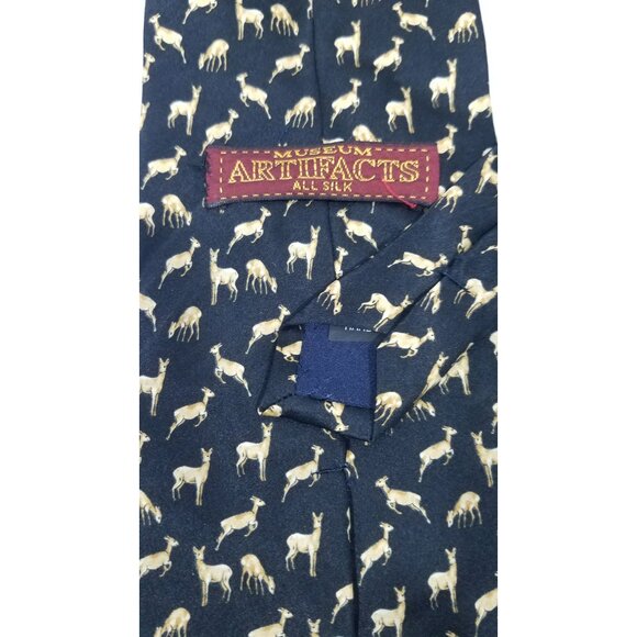Museum Artifacts Mens Necktie Silk Deer Tie Black Background - Picture 4 of 6